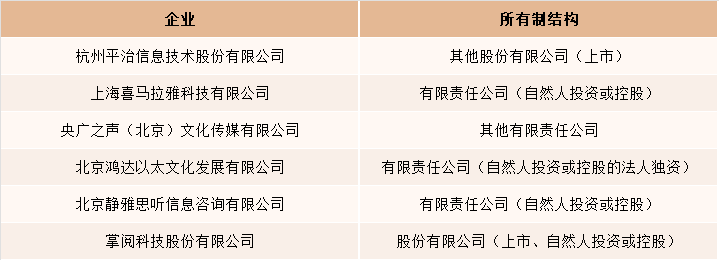 我国有声读物主要企业所有制结构