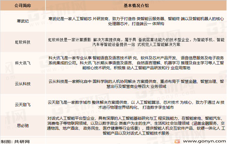 人工智能语音语言行业主要企业