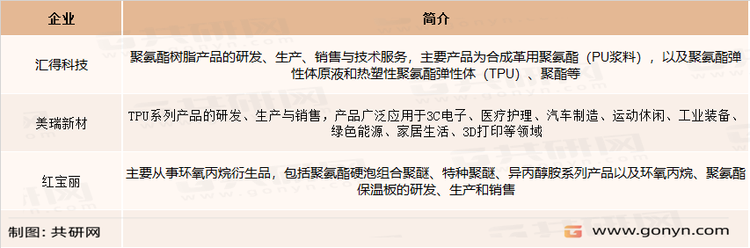 聚氨酯弹性体材料相关主要企业