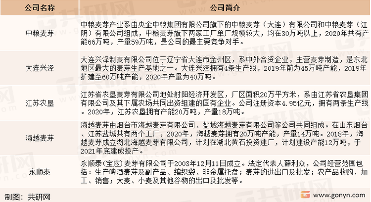 麦芽市场重点企业介绍