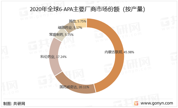 2020年全球6-APA主要厂商市场份额（按产量）