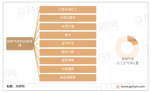 特种气体的应用领域及占比
