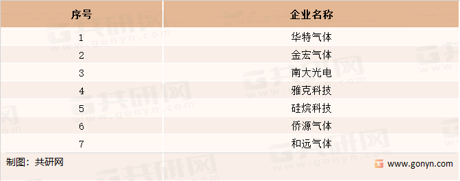 我国特种气体企业