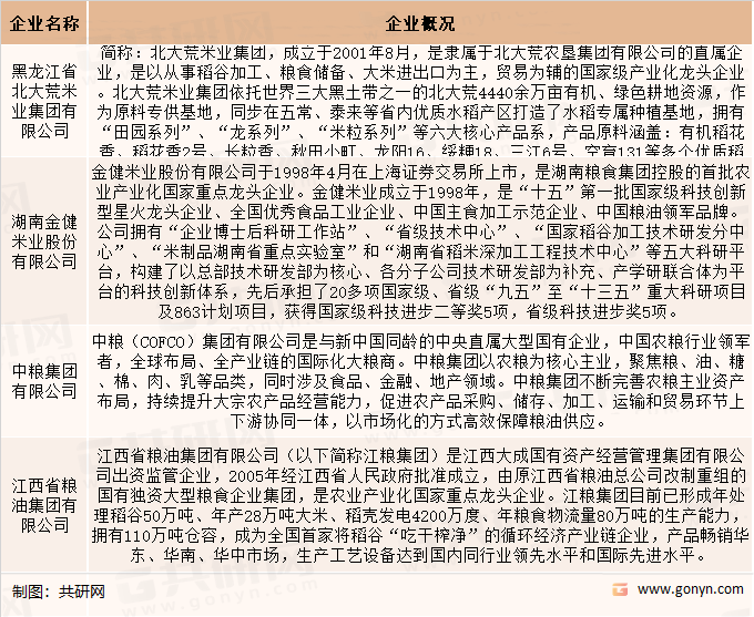 稻谷加工代表性企业介绍