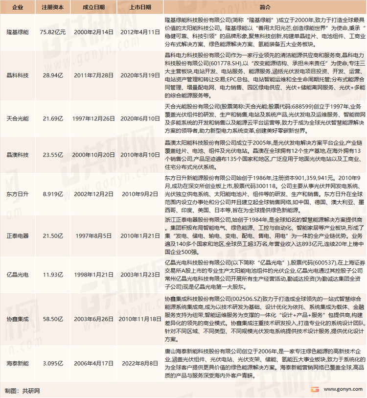 我国光伏组件主要生产企业介绍