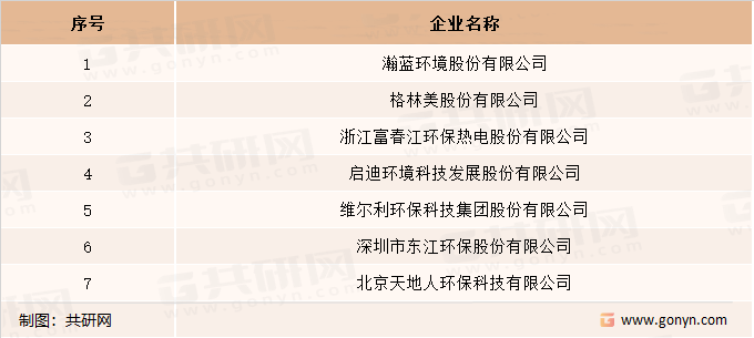 国内固废处理行业重点企业
