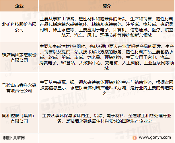 永磁铁氧体材料主要竞争企业