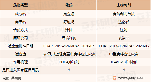 全球及中国主要已上市特应性皮炎药物概览
