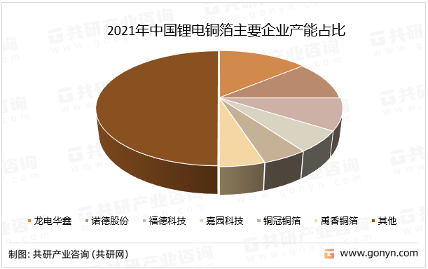 2021年中国锂电铜箔主要企业产能占比