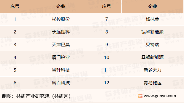 我国主要正极材料生产商