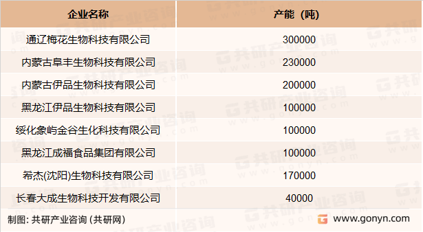 苏氨酸国内主要生产企业产能