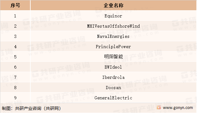 全球浮动海上风电市场代表企业
