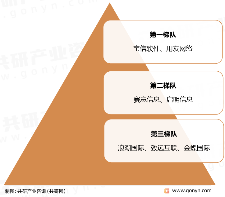 ERP软件市场竞争梯队