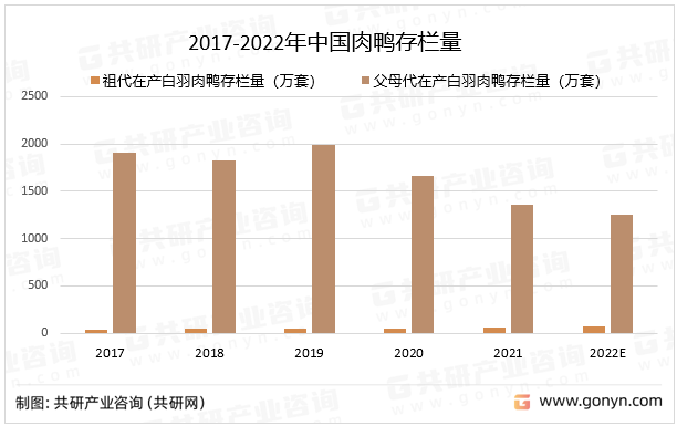 2017-2022年中国肉鸭存栏量