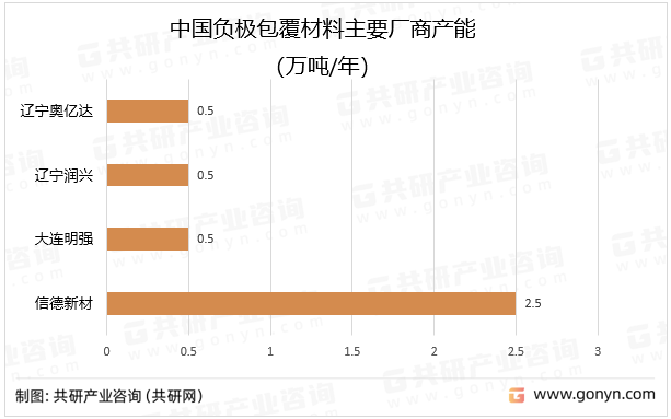 2021年中国负极包覆材料主要厂商产能