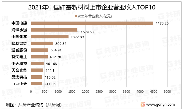 2021年中国硅基新材料上市企业营业收入TOP10