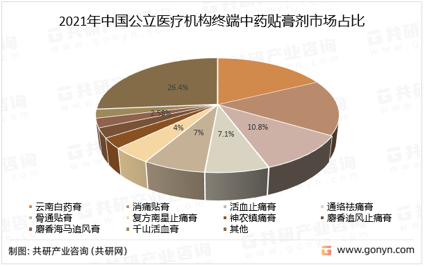 2021年中国公立医疗机构终端中药贴膏剂市场占比
