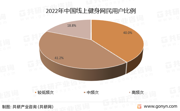 2022年中国线上健身网民用户比例