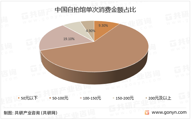 中国自拍馆单次消费金额占比