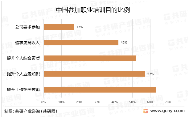 中国参加职业培训目的比例