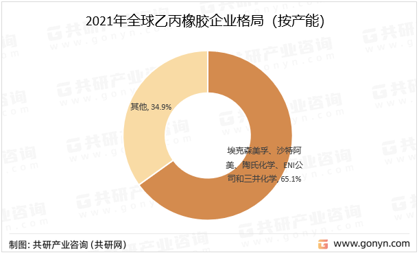 2021年全球乙丙橡胶企业格局（按产能）