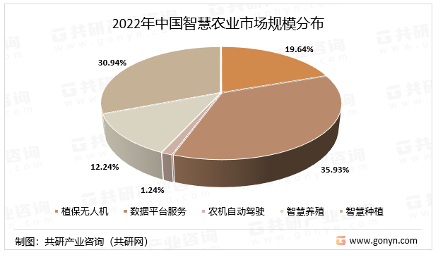 2022年中国智慧农业市场规模分布