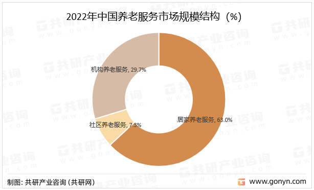 2022年中国养老服务市场规模结构（%）