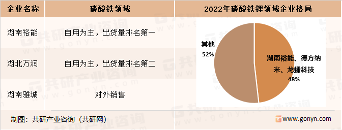 中国磷酸铁及磷酸铁锂材料主要企业情况