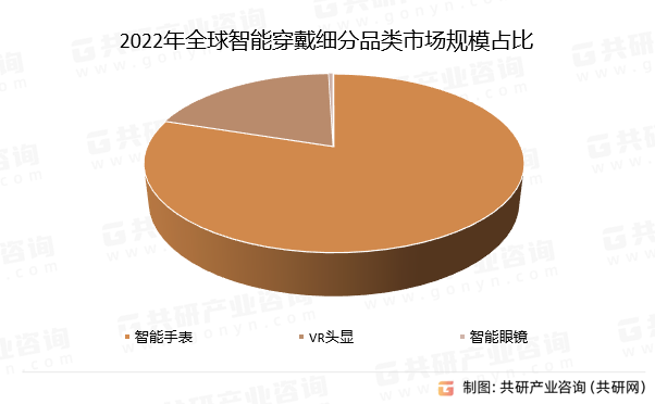 2022年全球智能穿戴细分品类市场规模占比