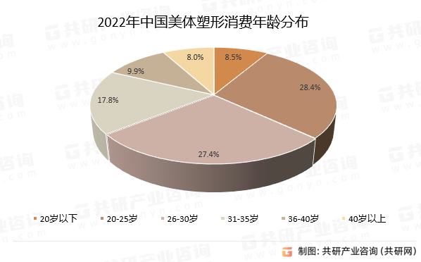 2022年中国美体塑形消费年龄分布