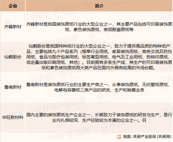 素色纸主要生产企业