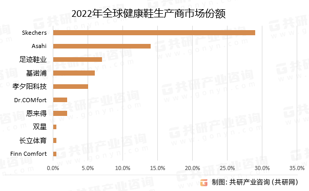 2022年全球健康鞋生产商市场份额