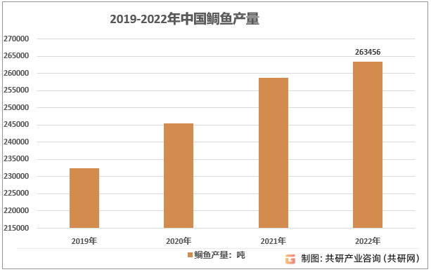 2019-2022年中国鲷鱼产量