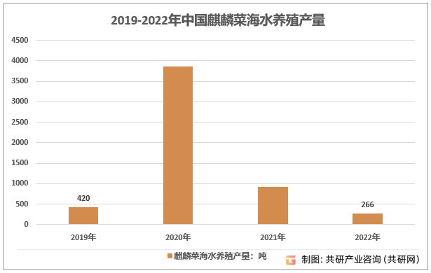 2019-2022年中国麒麟菜海水养殖产量