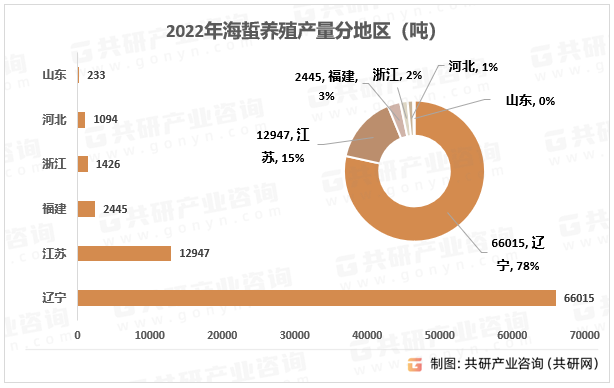 2022年海蜇养殖产量分地区（吨）