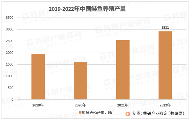 2019-2022年鲑鱼养殖产量