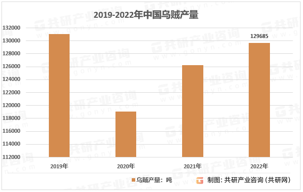 2019-2022年中国乌贼捕捞产量