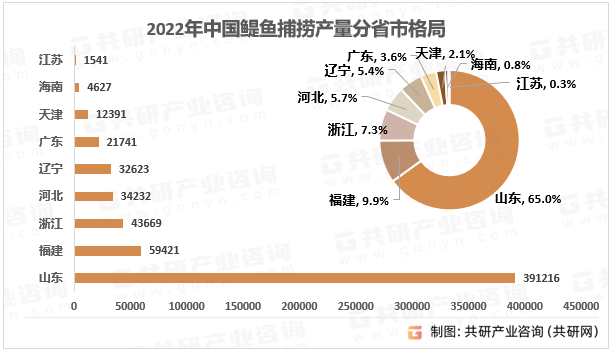 2022年中国鳀鱼捕捞产量分省市格局