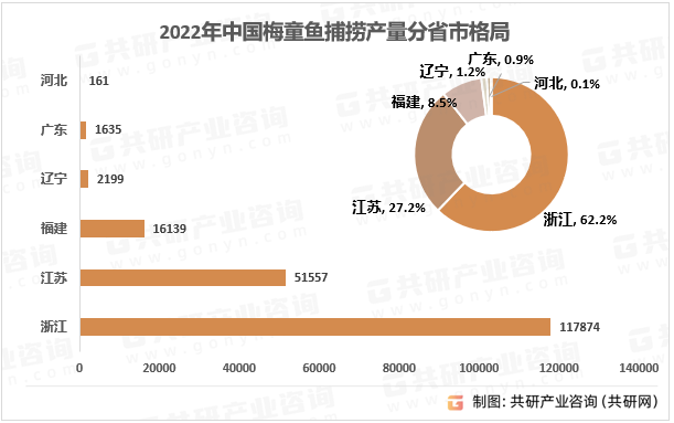 2022年中国梅童鱼捕捞产量分省市格局