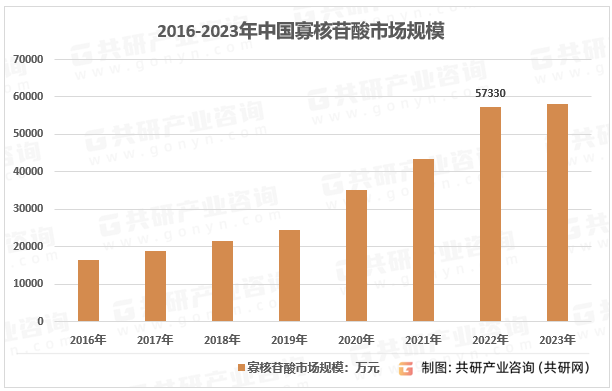 2016-2023年中国寡核苷酸市场规模