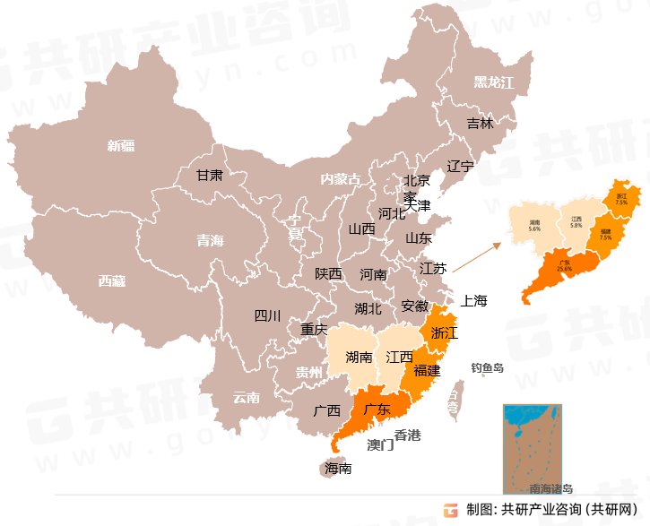 视频账号区域分布