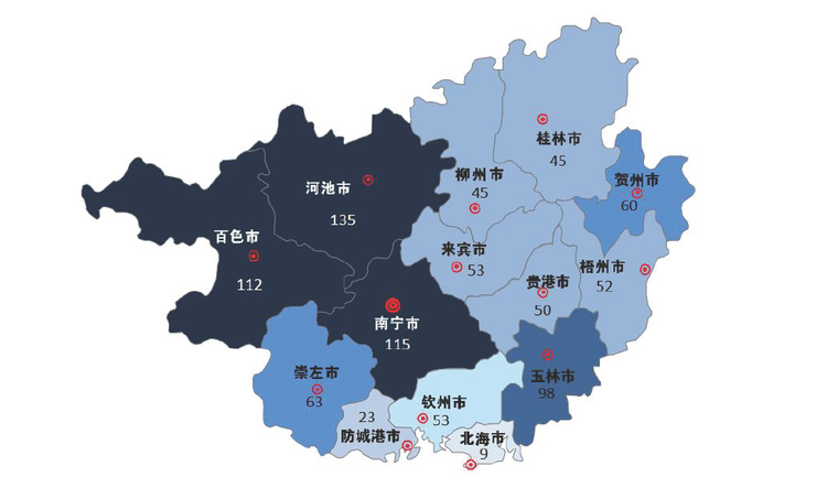 广西地区砂石开采企业分布情况