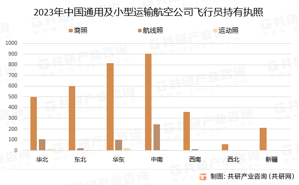 2023年中国通用及小型运输航空公司飞行员持有执照情况