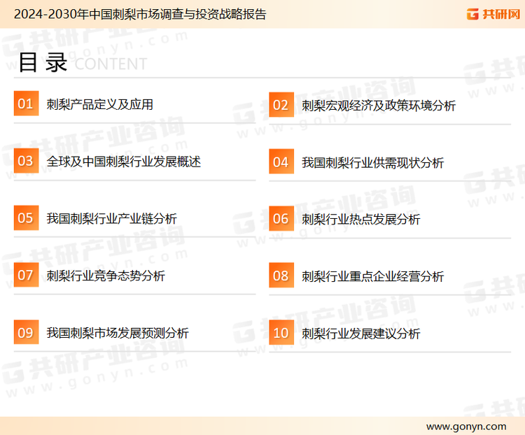 为确保刺梨行业数据精准性以及内容的可参考价值，共研产业研究院团队通过上市公司年报、厂家调研、经销商座谈、专家验证等多渠道开展数据采集工作，并运用共研自主建立的产业分析模型，结合市场、行业和厂商进行深度剖析，能够反映当前市场现状、热点、动态及未来趋势，使从业者能够从多种维度、多个侧面综合了解当前刺梨行业的发展态势。