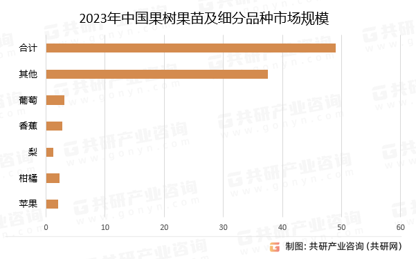 2023年中国果树果苗及细分品种市场规模