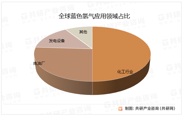 全球蓝色氢气应用领域占比