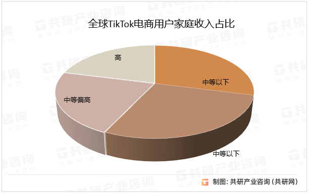 全球TikTok电商用户家庭收入占比