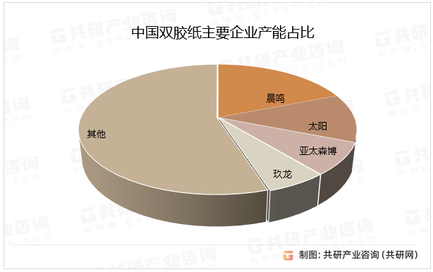 中国双胶纸主要企业产能占比