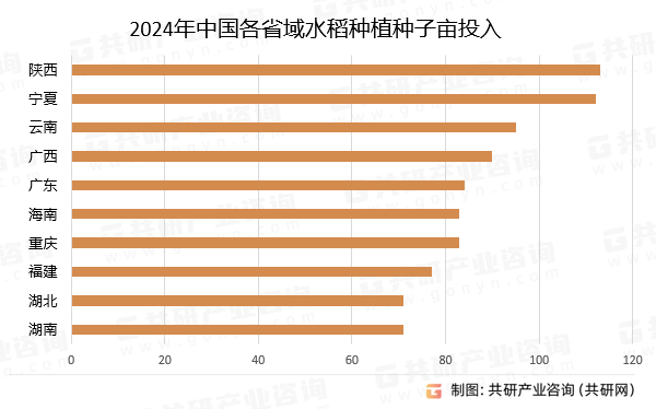 2024年中国各省域水稻种植种子亩投入