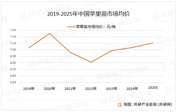 2019-2025年中国苹果苗市场均价